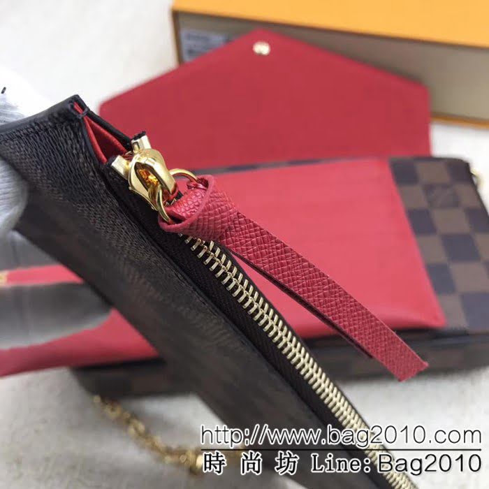 路易威登LV頂級原單 M63032啡格三合一獨家實拍 PochetteFelicie手袋 可以用作手包 女士錢包 ZY1069